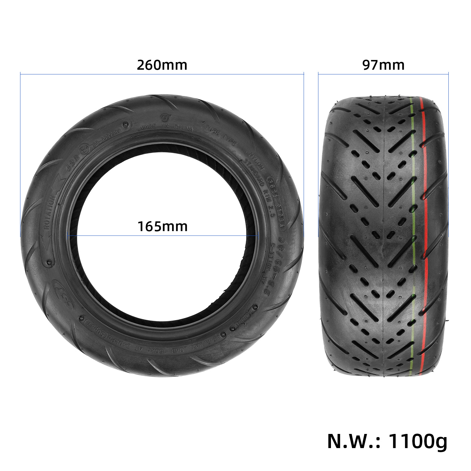 CST 90/65-6.5 Utcai Tubeless Külső Gumi Elektromos Rollerhez | 11×3