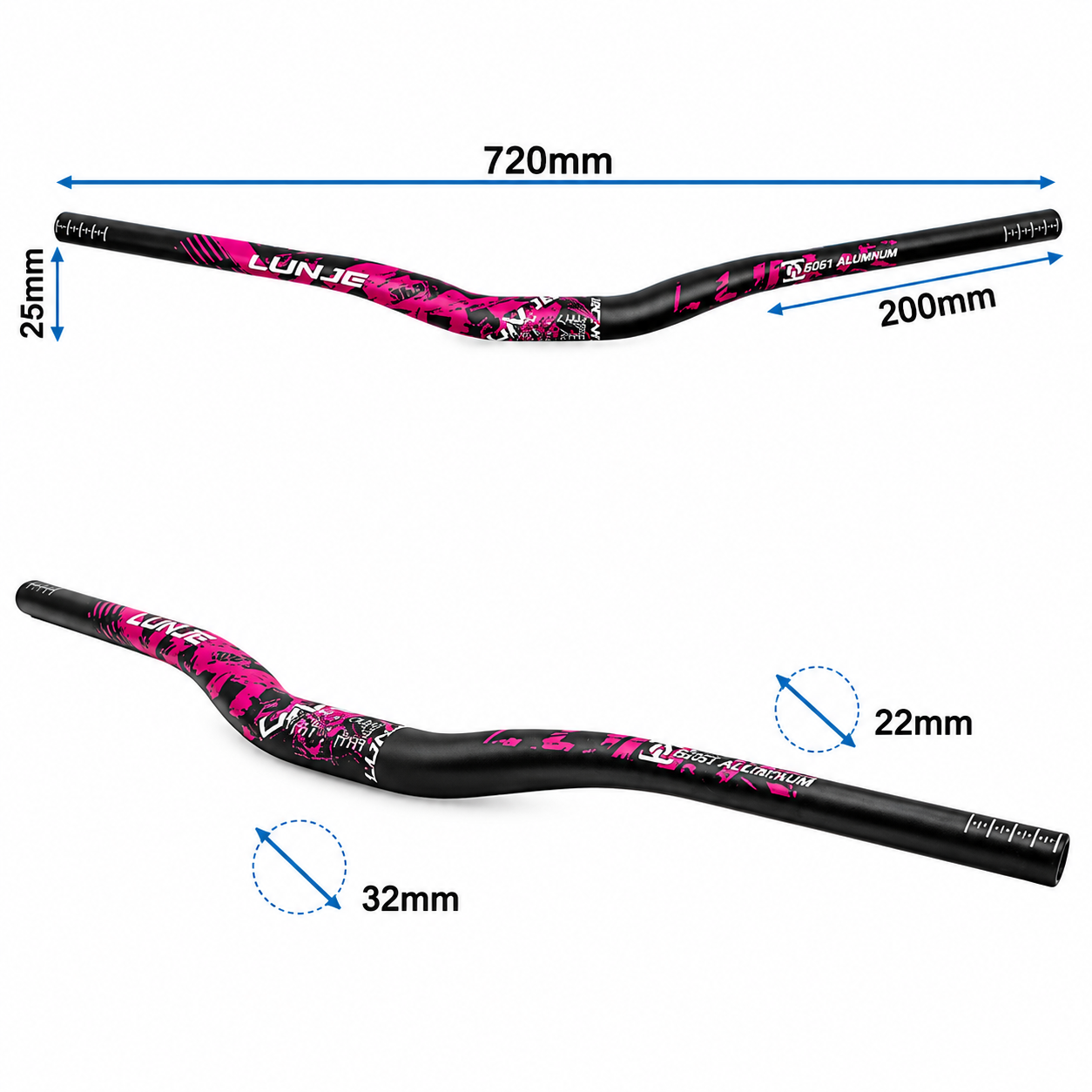 720 mm széles emelt kormány elektromos rollerhez – 25 mm – KuKirin G2 / G4 – fekete/rózsaszín