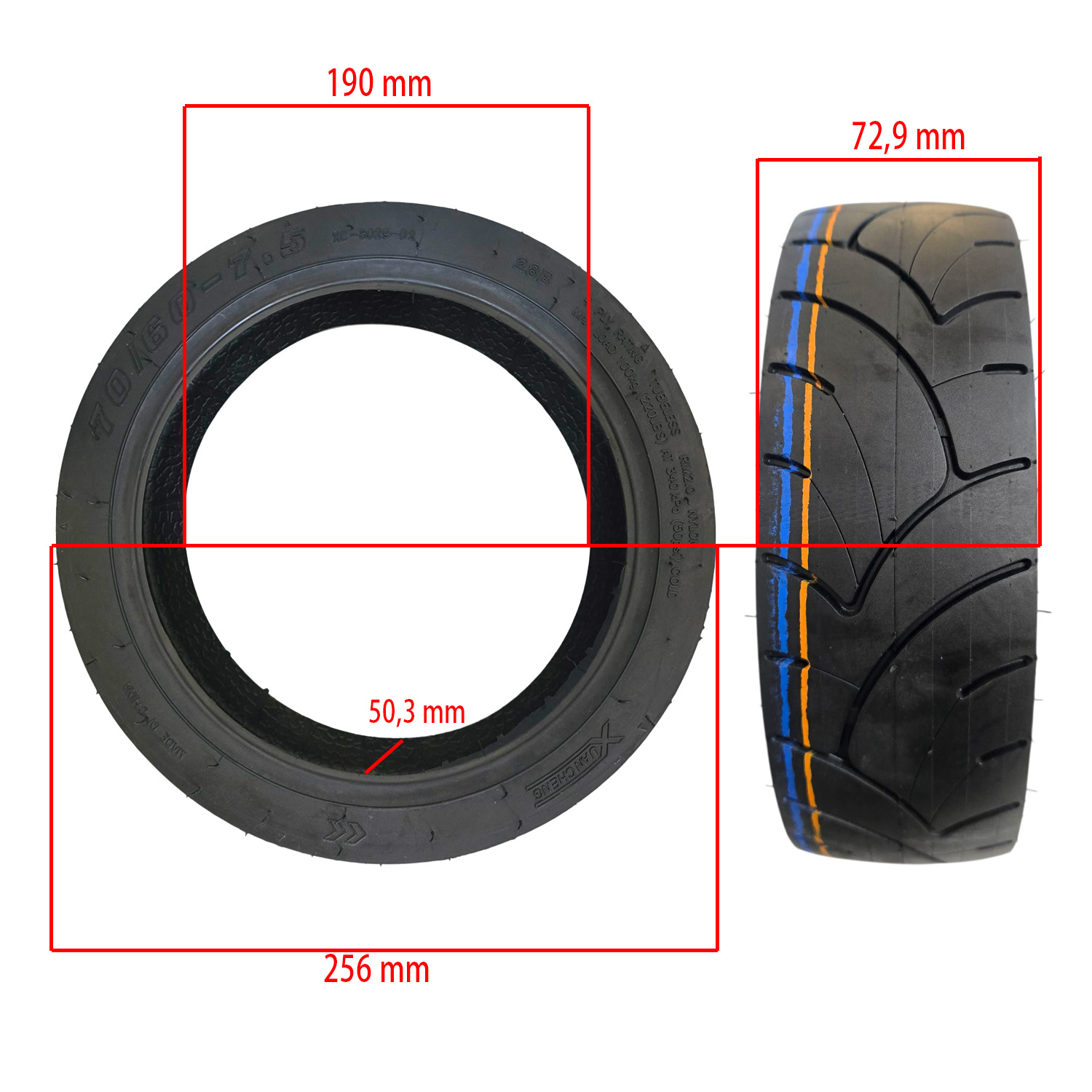 70/60-7.5 tubeless gumi elektromos rollerhez – Ninebot Max G3 / ZT3 Pro